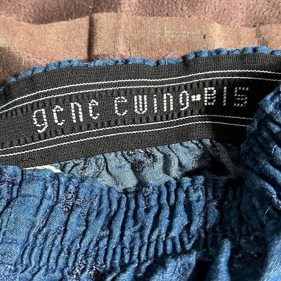 Vtg Gene Ewing Bis Denim Eyelet Shorts-Sz S/L - Picture 3 of 11